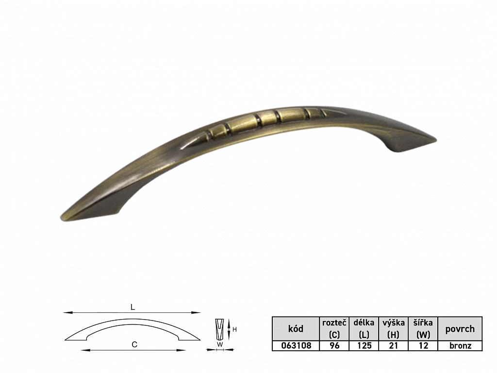 Úchytka Gladiola 96mm bronz - Úchytky | ***