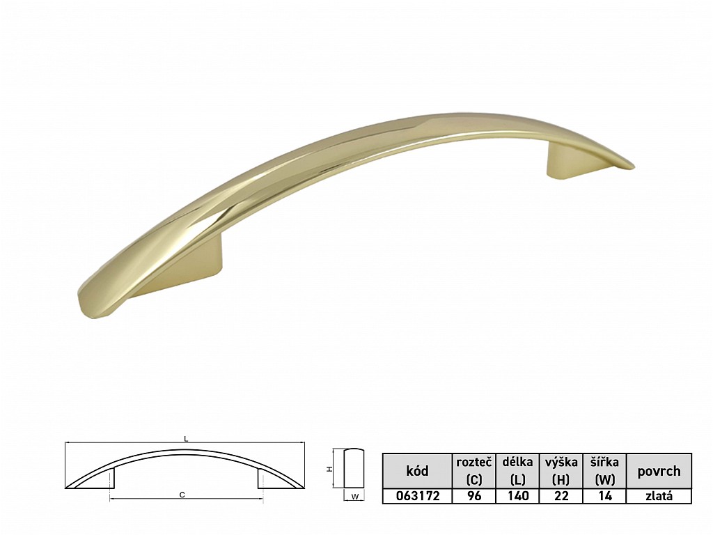 Úchytka Claudia 96mm zlatá - Úchytky | ***