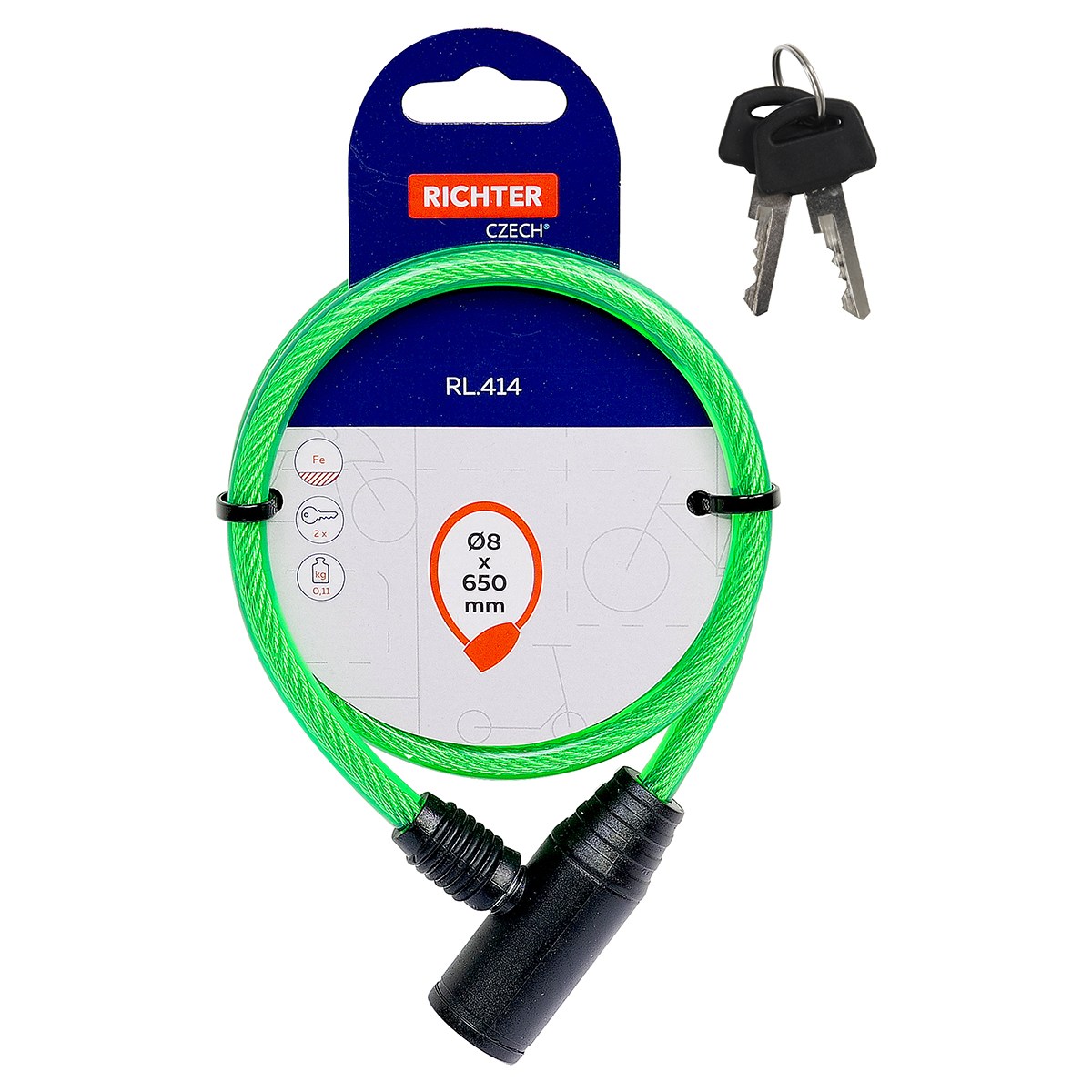 Zámok lankový RL414 8x650mm zelený - V.P.F.MEDIUM s.r.o. Stavebné a nábytkové kovanie