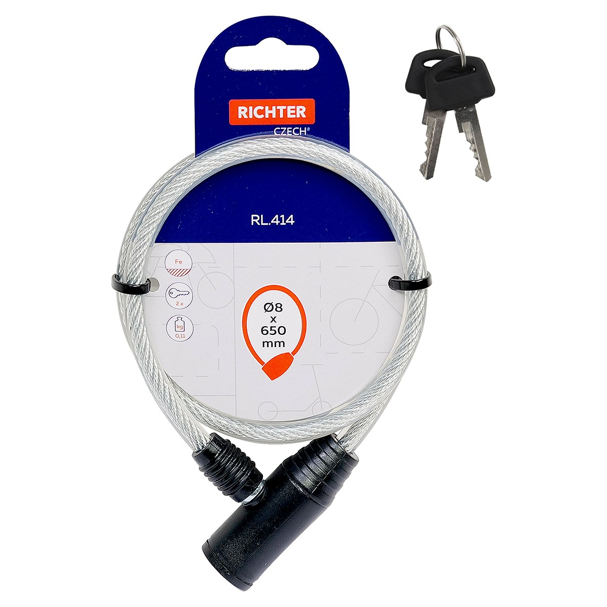 Zámok lankový RL414 8x650mm číry - V.P.F.MEDIUM s.r.o. Stavebné a nábytkové kovanie