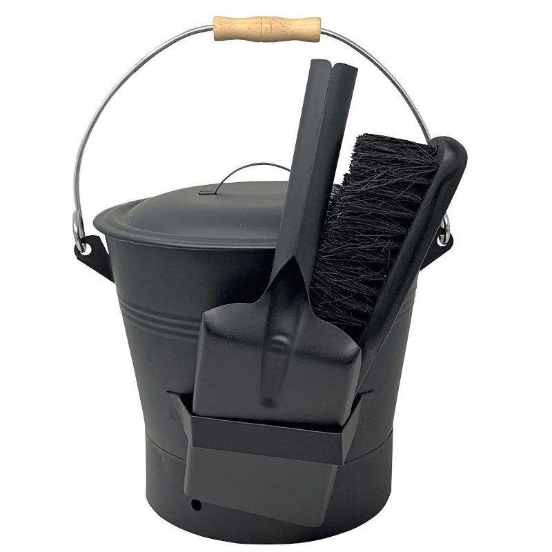 Vedro na popol s vekom 12l s metličkou a lopatkou - Krbové náradie | ***