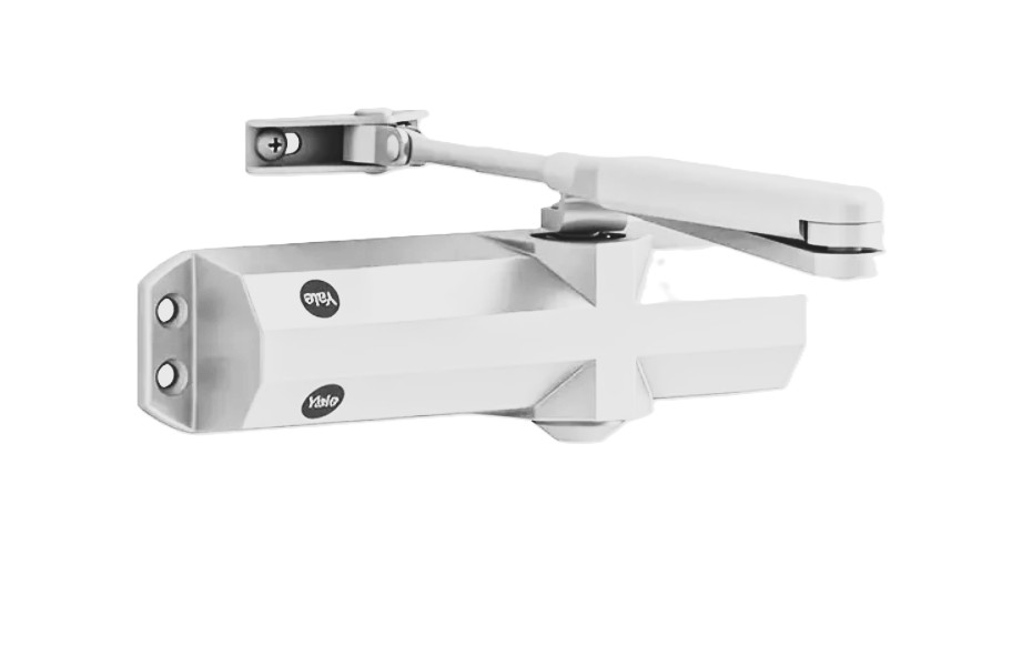 Samozatvárač Yale DC4500 biely s aretačným ramienkom - V.P.F.MEDIUM s.r.o. Stavebné a nábytkové kovanie