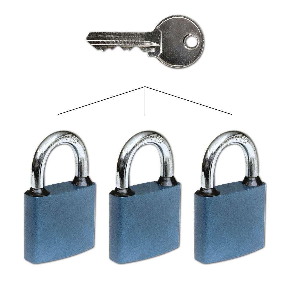 Zámok visiaci RVOVAL 52 mm SET 3ks SU 6 kľúčov - Zámky visiace Richter | ***