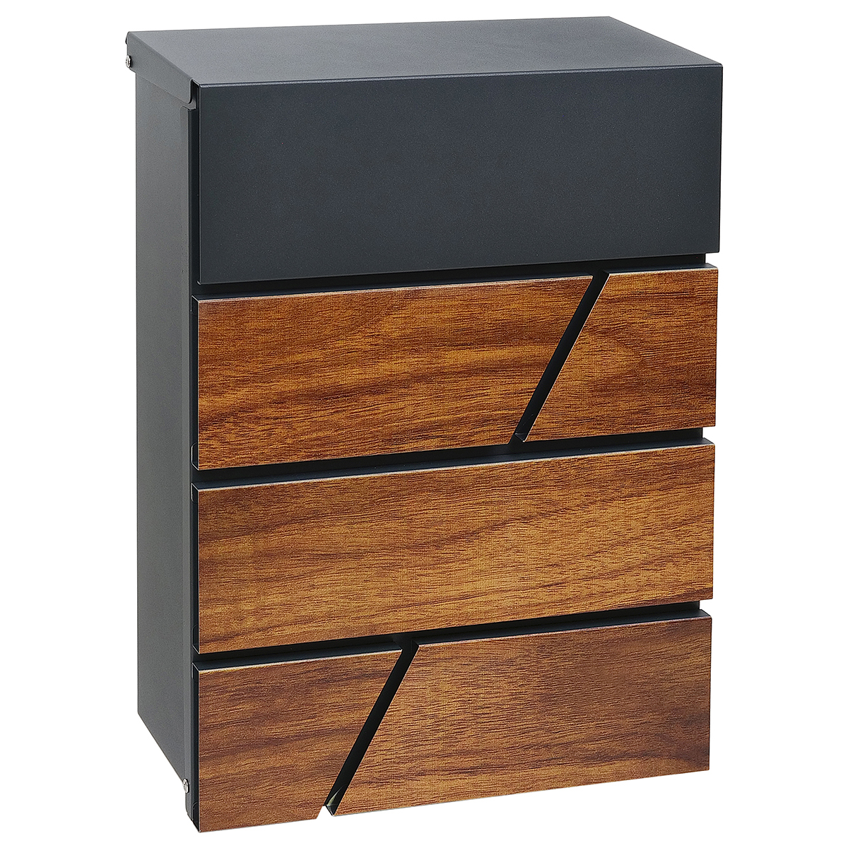 Schránka 270x370x110mm s tichým dovieraním drevo/antracit matná - V.P.F.MEDIUM s.r.o. Stavebné a nábytkové kovanie