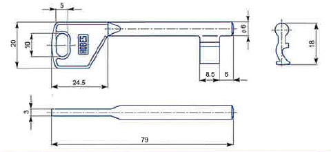 Kľúč obyčajný P220 k zámku K220,č.36 tenký - V.P.F.MEDIUM s.r.o. Stavebné a nábytkové kovanie