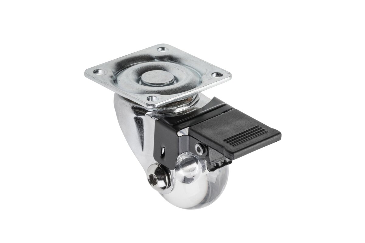 Koliesko nábytkové Brazilia 35mm otočné transparentné s brzdou - V.P.F.MEDIUM s.r.o. Stavebné a nábytkové kovanie